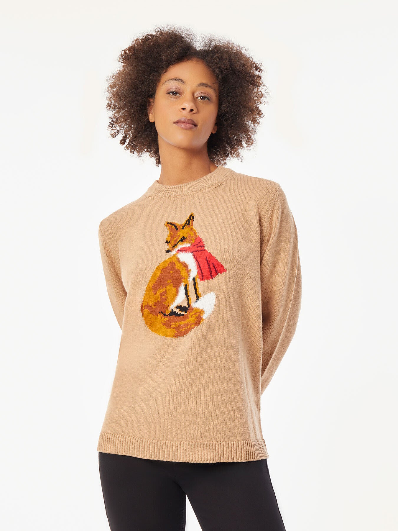Jones New York Fox Long Sleeve Crewneck Sweater