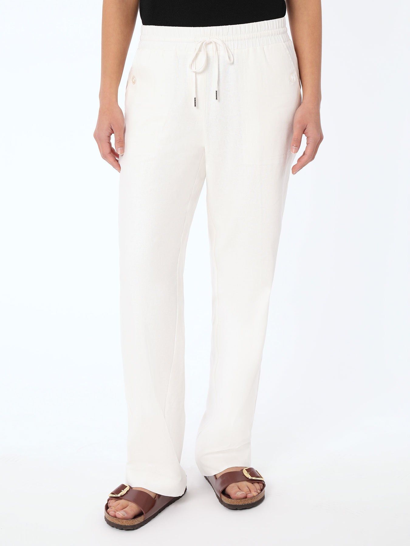 Jones And Co New York Linen Pants XL Blue Striped Pull Up Drawstring  Pockets