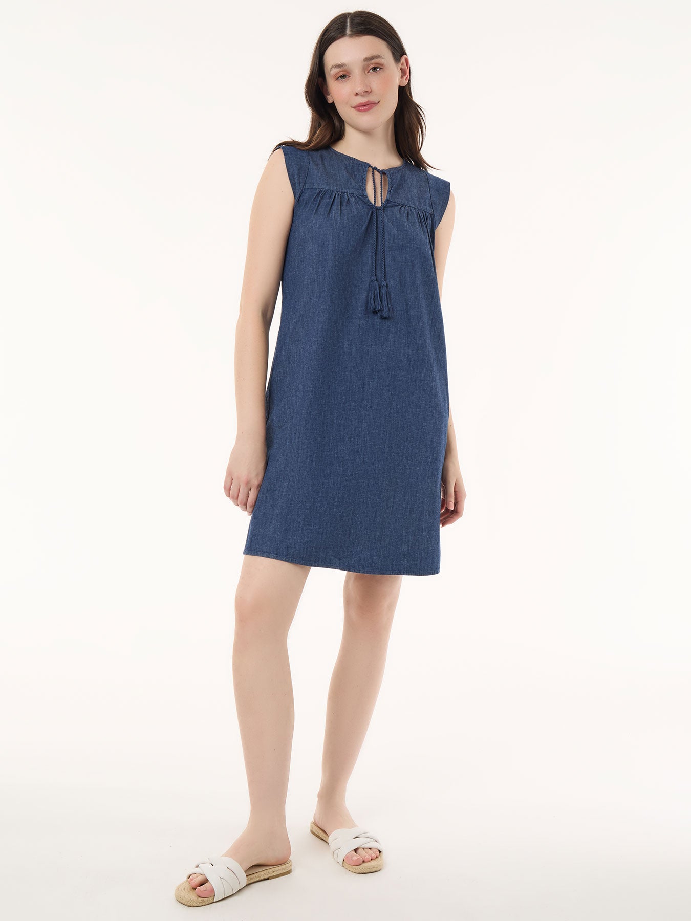 Denim shift dress shops plus size