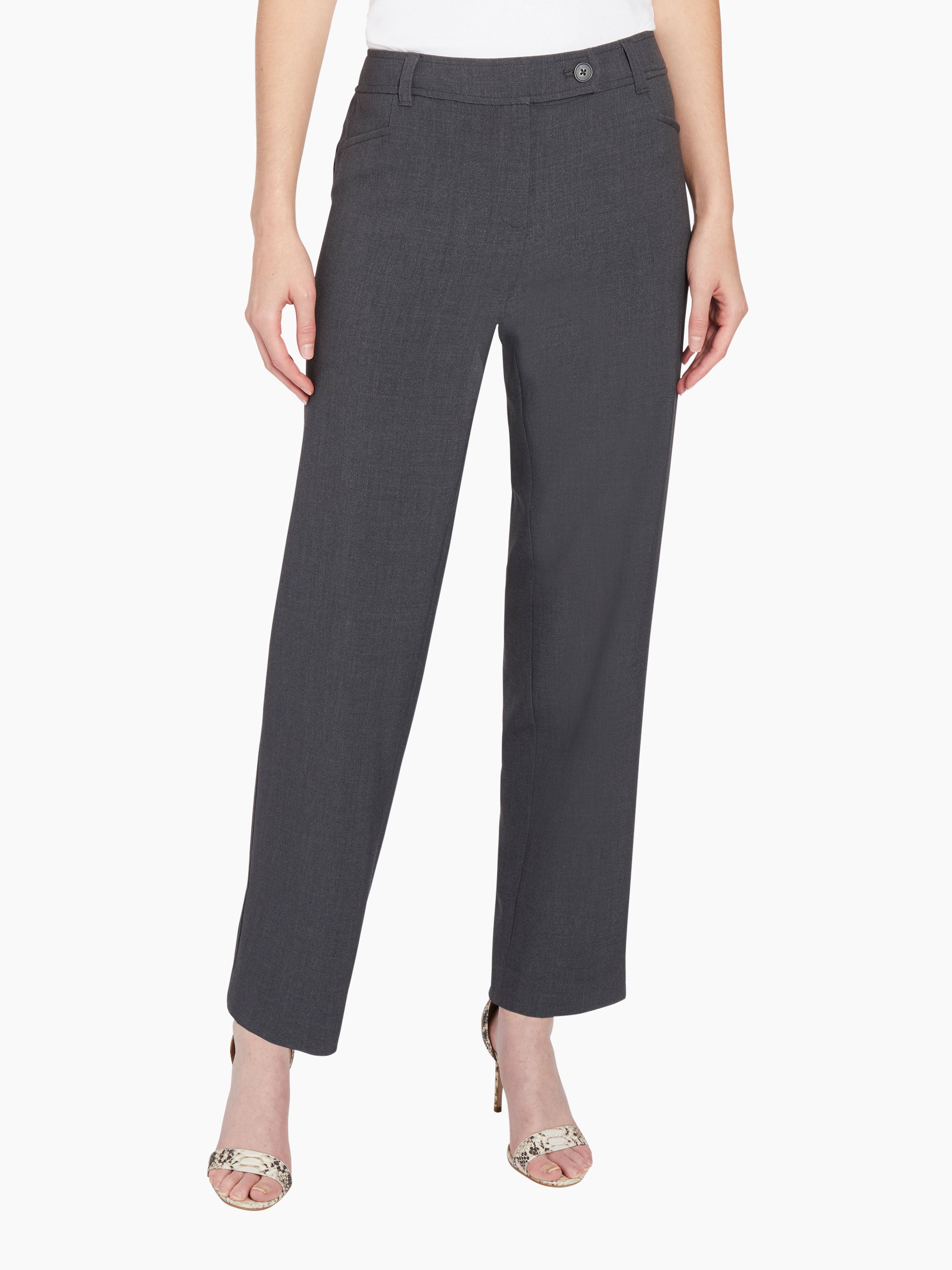  Wrinkle-Free Stretch Dress Pants Plus Size For Women Pull-on  Pant Ease Into Comfort Office Pant Grey XL