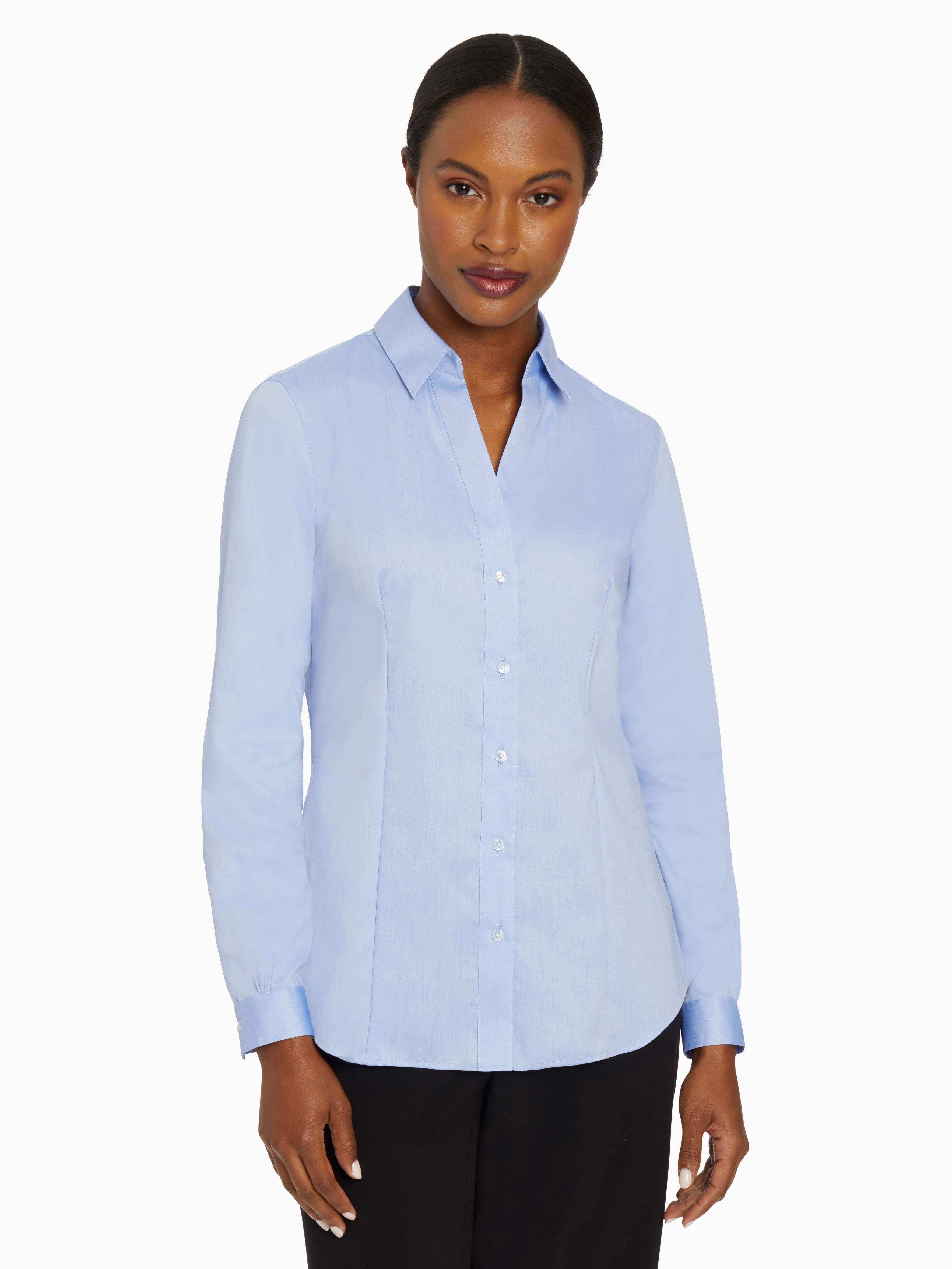 Blue Easy-Care Shirt - Button Front Shirt