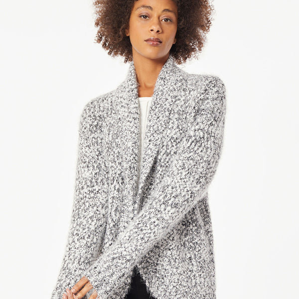 Shawl Collar Rounded Hem Knit Cardigan