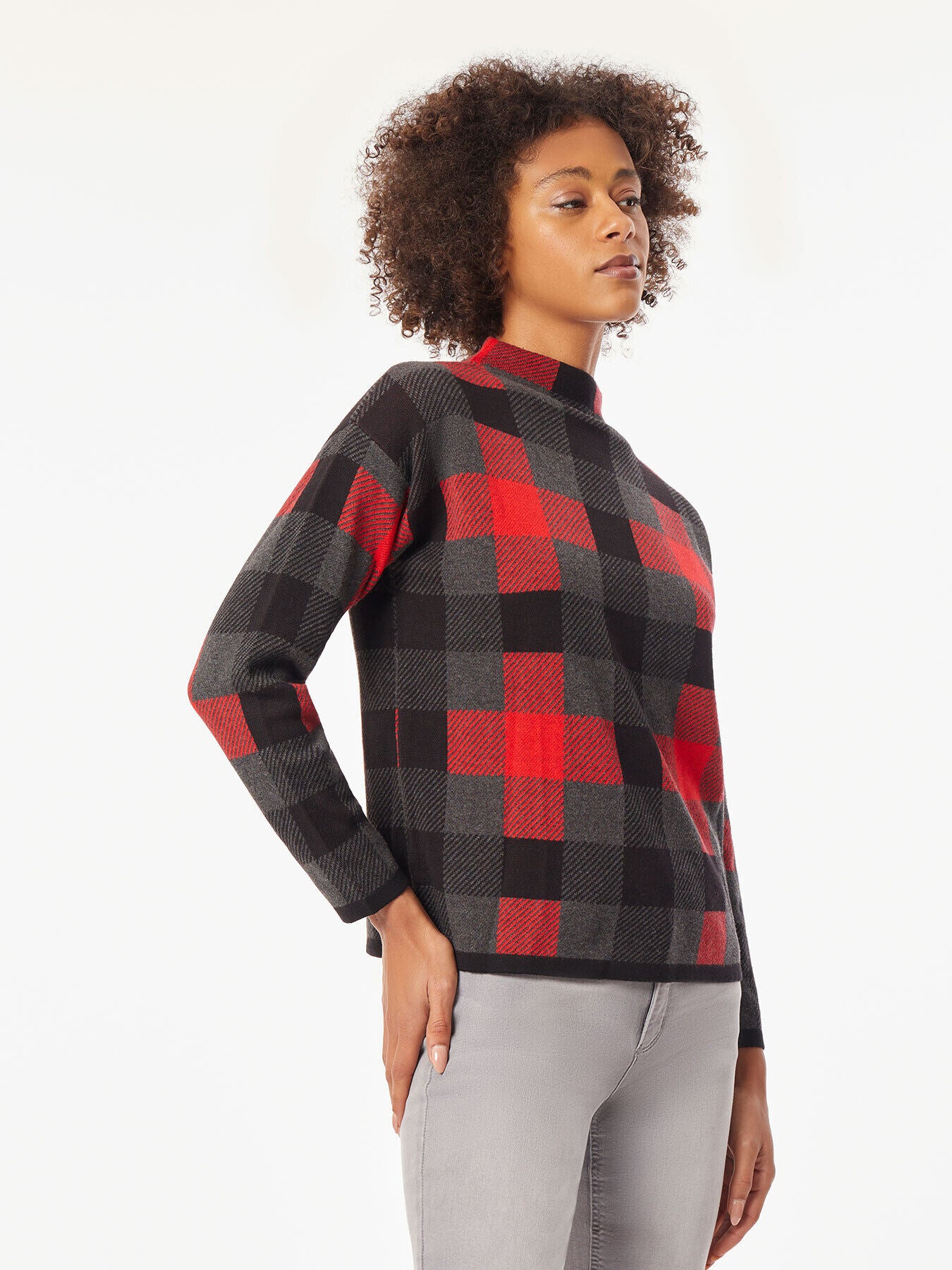 Red Mock Neck Sweater - Jacquard Sweater | Jones New York