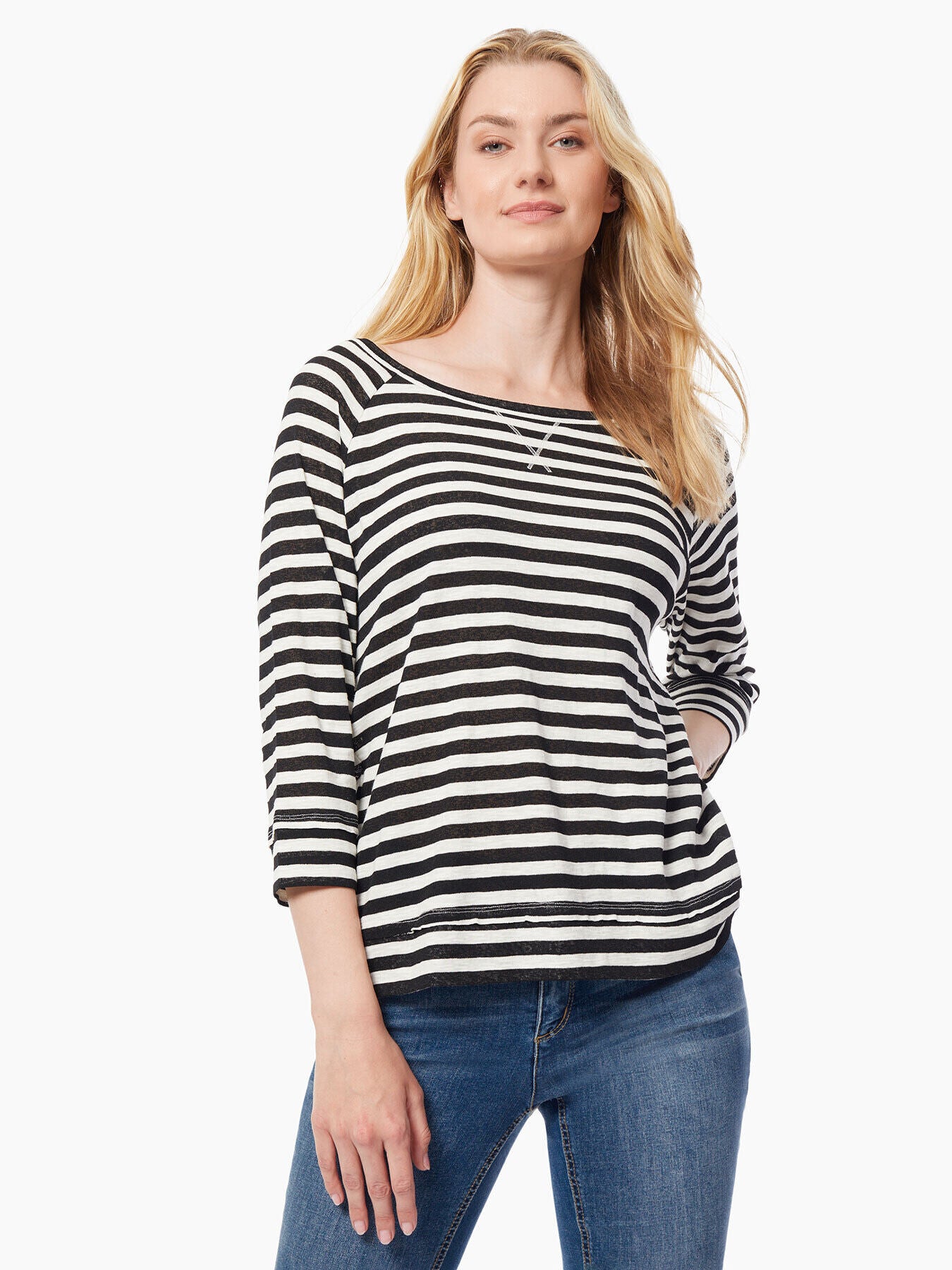 Black and White Striped Blouse - Raglan Top | Jones New York