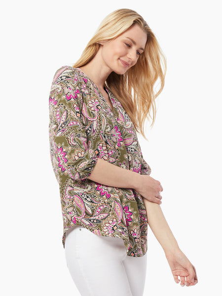 Crepe de Chine V-Neck Kelly Blouse