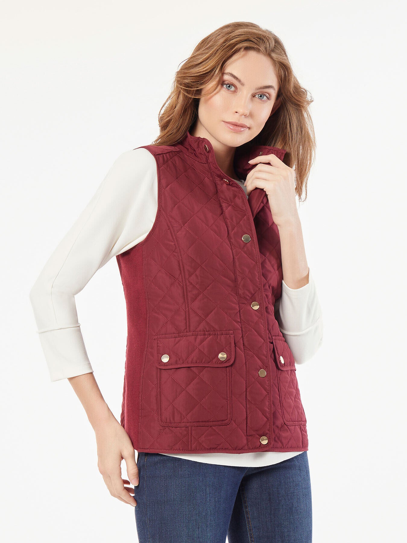 Snap Front Patch Pocket Quilted Vest