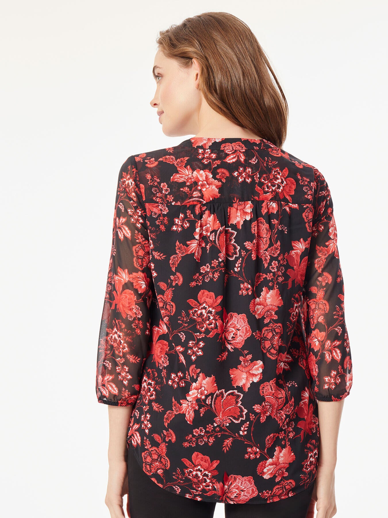 Red Floral V-Neck Blouse Top - Small – Le Prix Fashion & Consulting