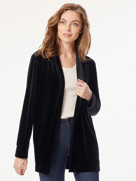 COZYPOIN Long Velvet Cardigan Jacket for Women Velour Open Front Lapel  Collar Blazer Sweater, Black, Small : : Clothing, Shoes &  Accessories