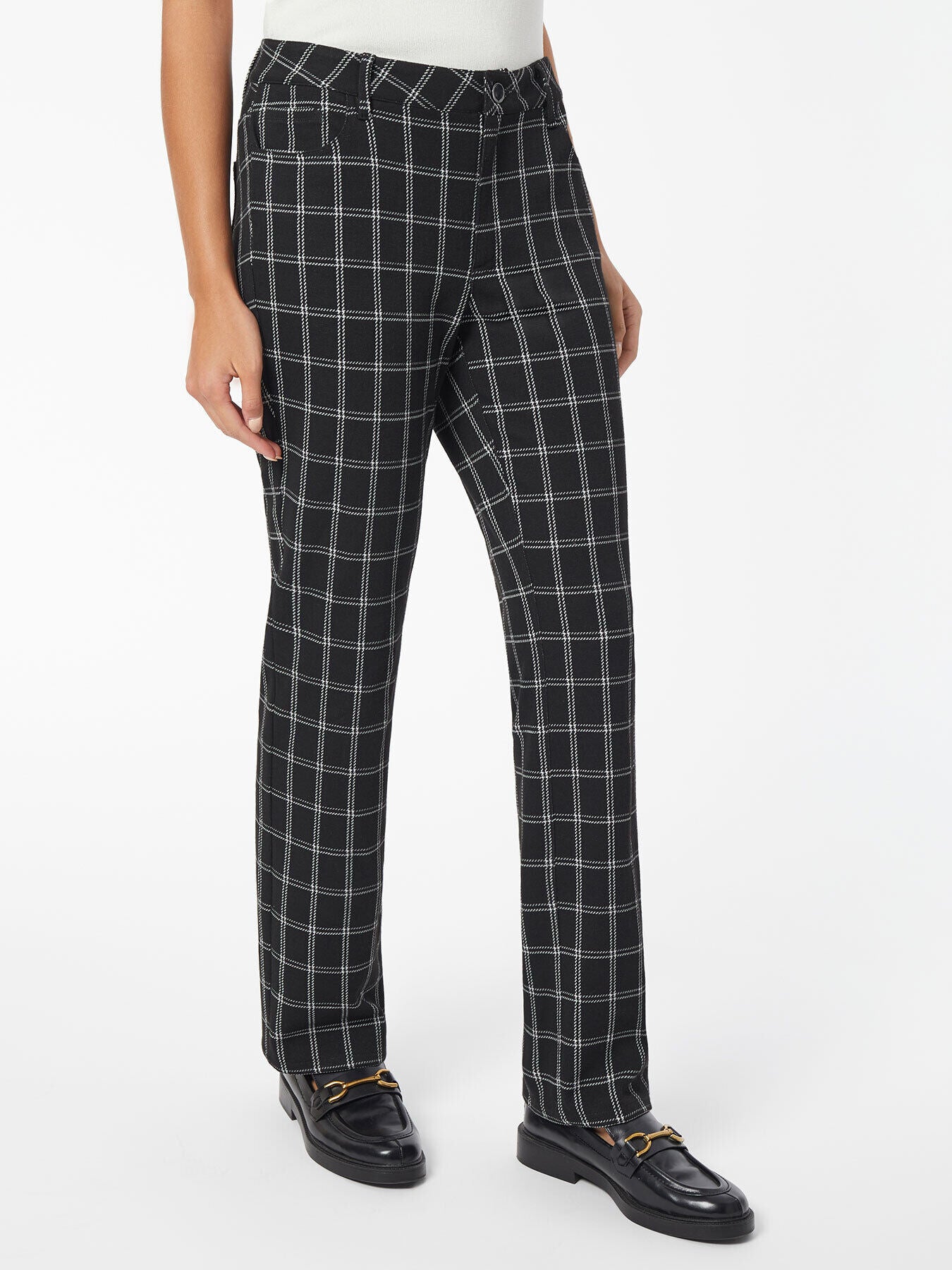 Father Sons Slim Formal Black and Ecru Large Check Stretch Trousers -