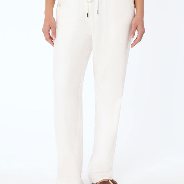 Pull On Drawstring Trouser - Solid Linen Viscose