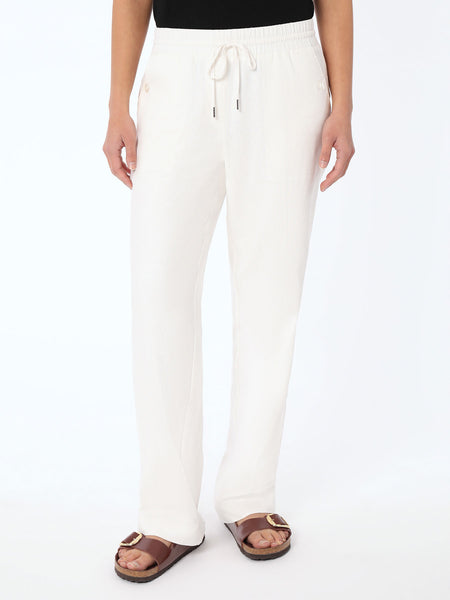 Pull On Drawstring Trouser - Solid Linen Viscose