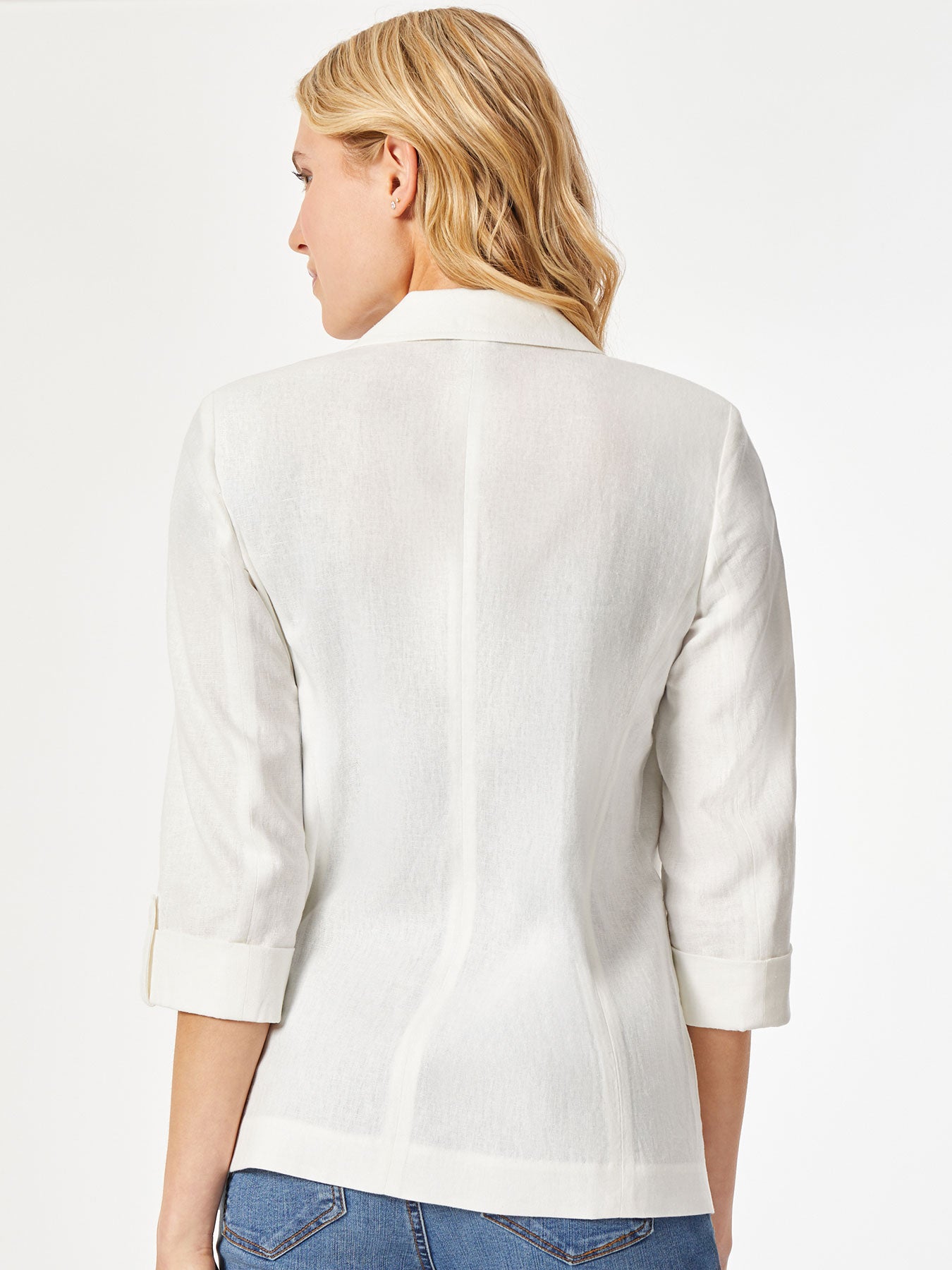 White linen best sale jacket plus size