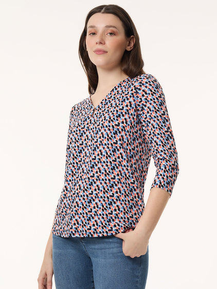 Printed V-Neck Kelly Blouse