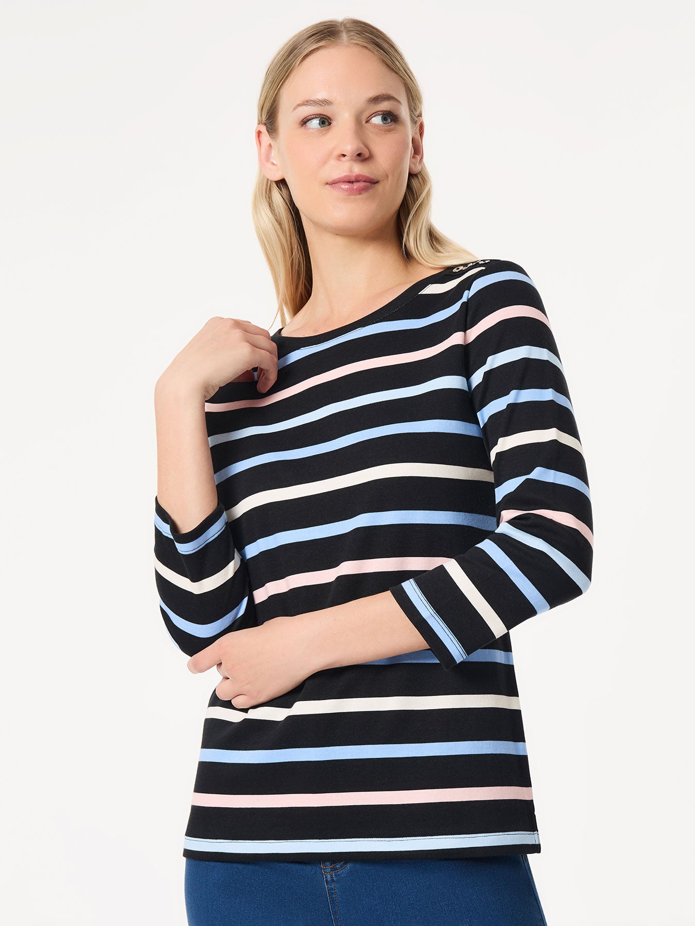 Striped store 3/4 sleeve top