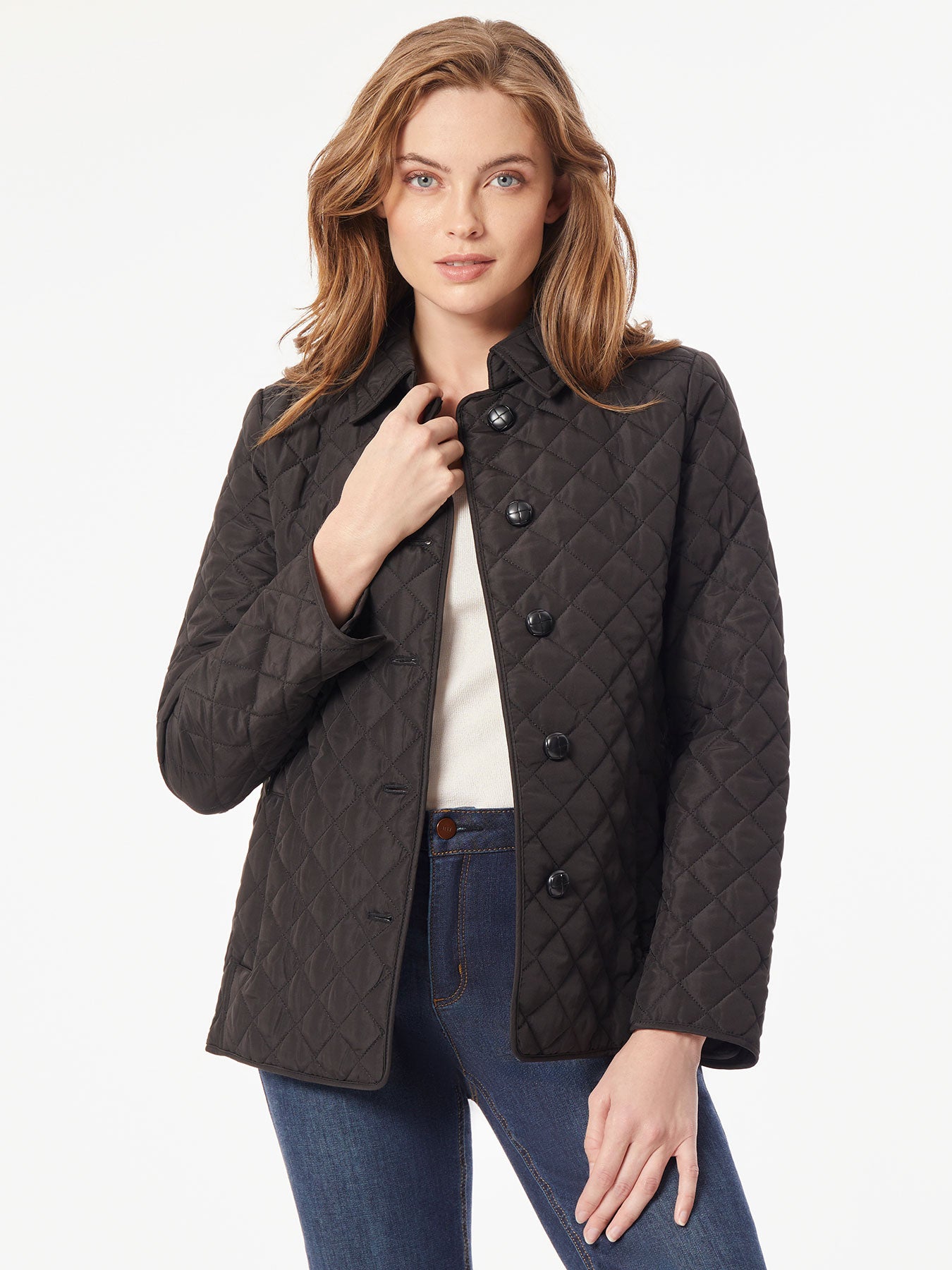 Petite Five Button Quilted Jacket