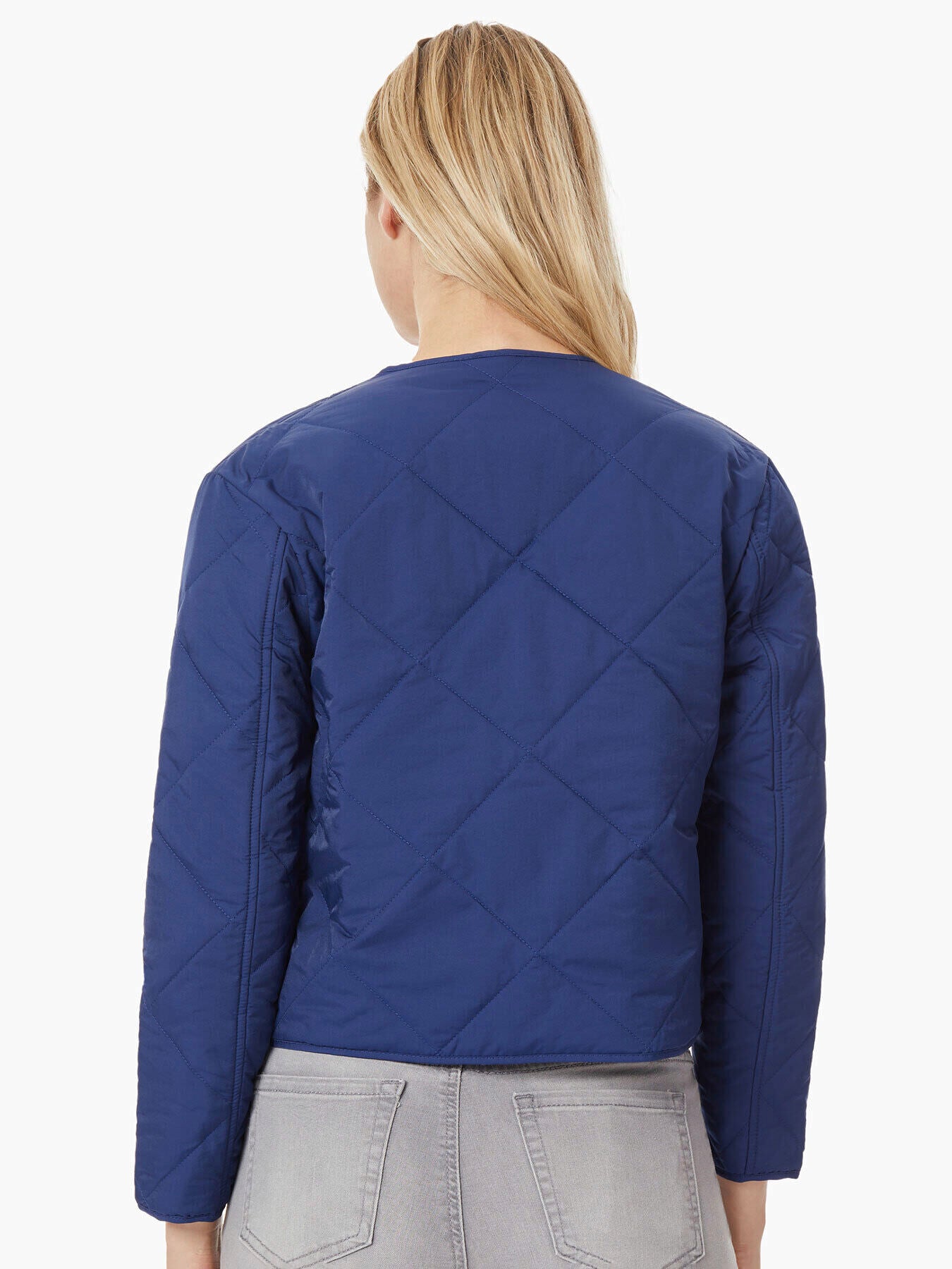 York Quilted Jacket - Blue Collarless New | Jacket Jones Quilted