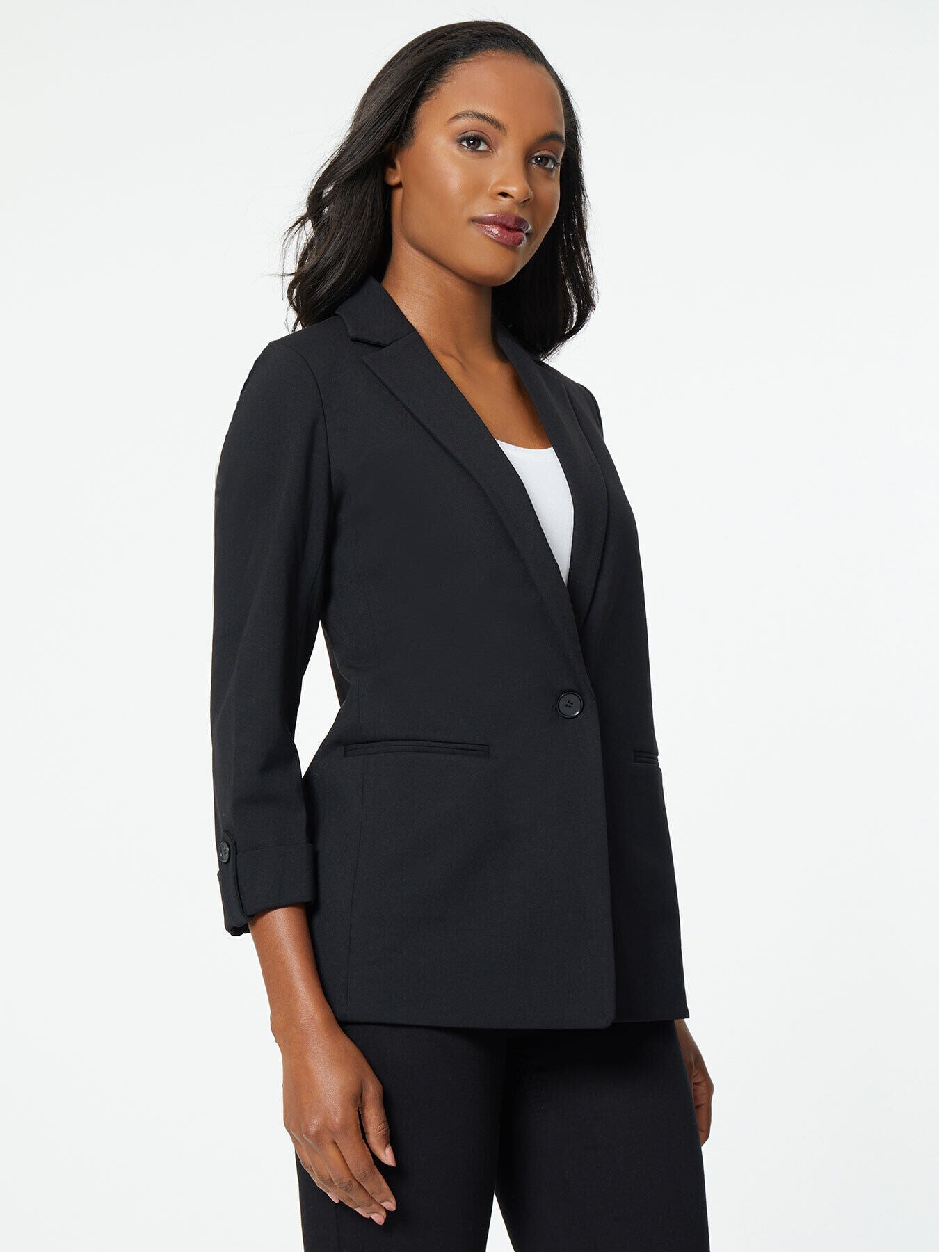 Women's Black Blazer - Rolled Tab Sleeve Blazer | Jones New York